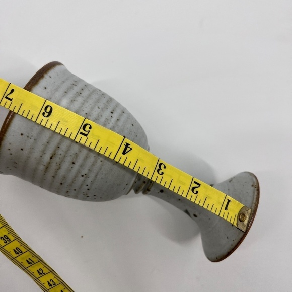 Handcrafted Pottery Goblet Cup/Chalice with Glazed Speckled Art Stone 7" Flower - Picture 10 of 12